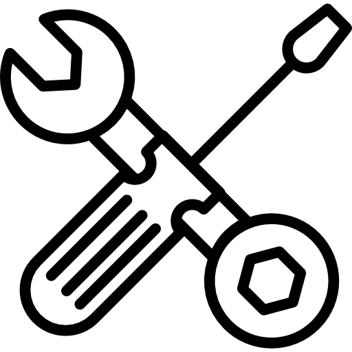 Wrench and bolt tool and screwdriver outline